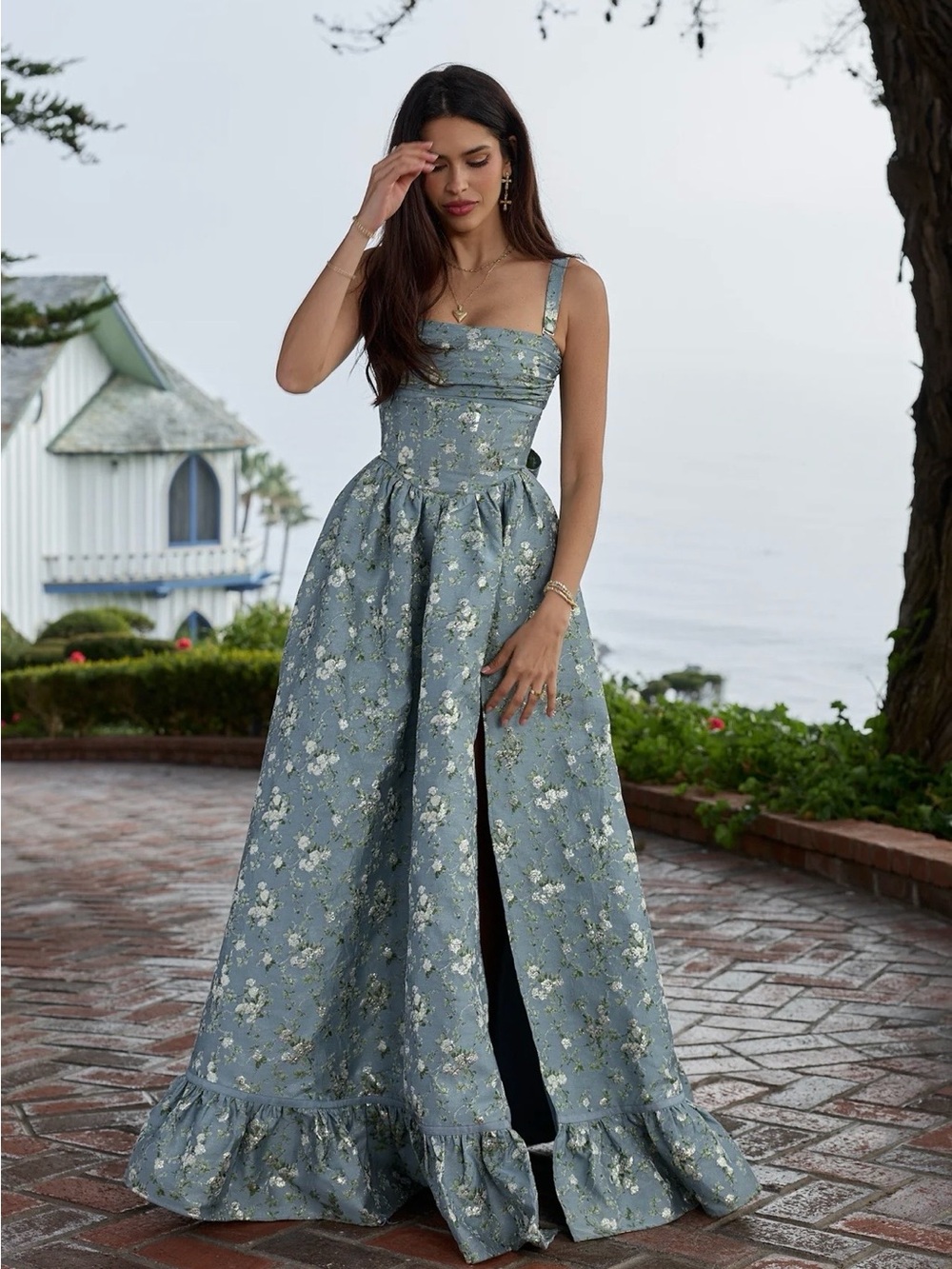 The Ava Dress in Slate Blue
Cheverny Brocade - V. Chapman